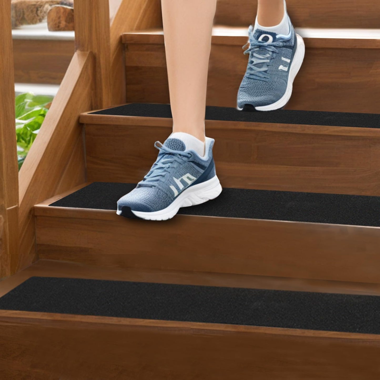 16 Pack Non-Slip Stair Treads, 4" x 42" Anti Slip Resistant Stairs Tread Grip Tape - Black
