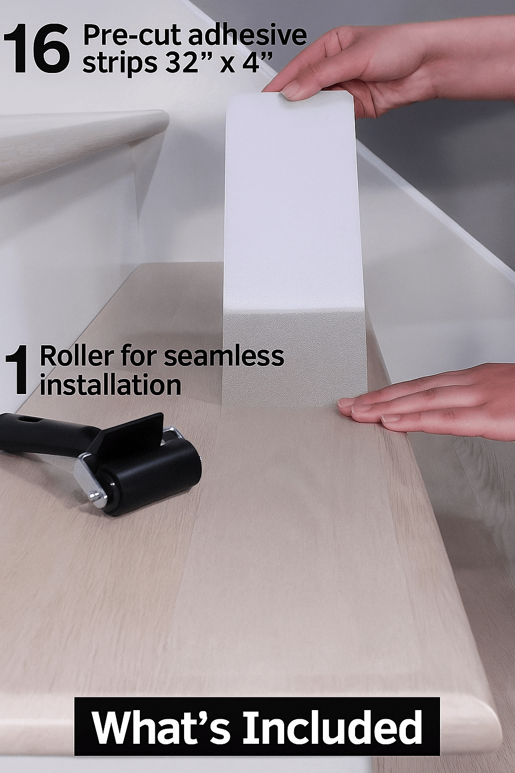 16 Pack Non-Slip Stair Treads, 4" x 32" Anti Slip Resistant Stairs Tread Grip Tape - Clear