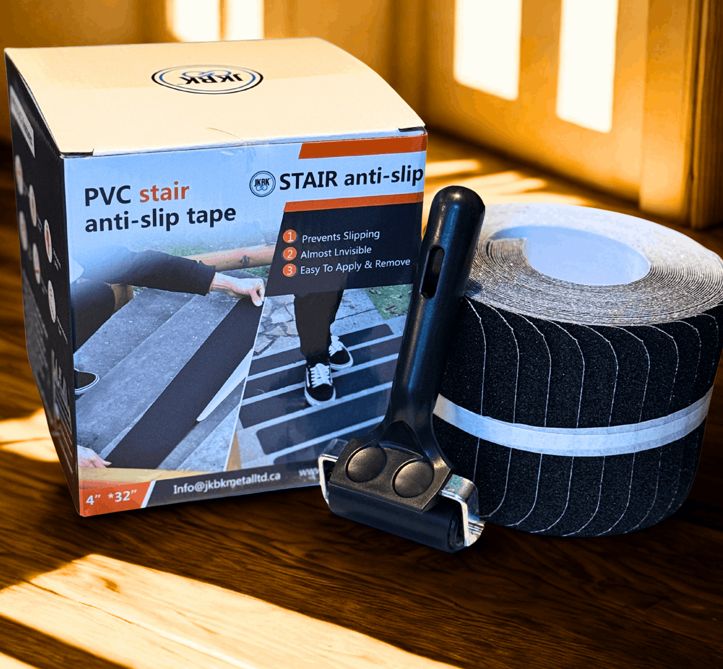 16 Pack Non-Slip Stair Treads, 4" x 32" Anti Slip Resistant Stairs Tread Grip Tape - Black