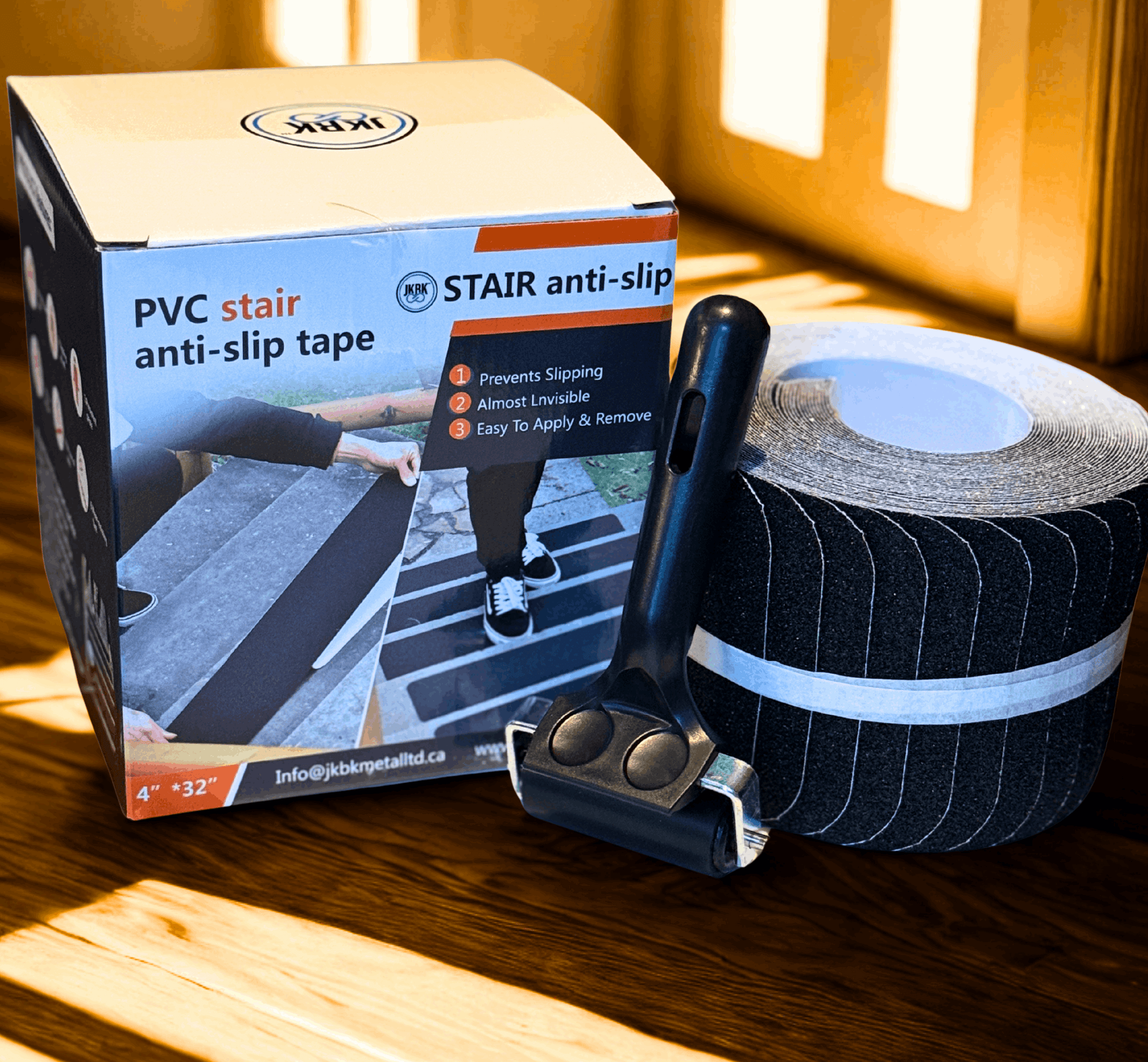 16 Pack Non-Slip Stair Treads, 4" x 32" Anti Slip Resistant Stairs Tread Grip Tape - Black