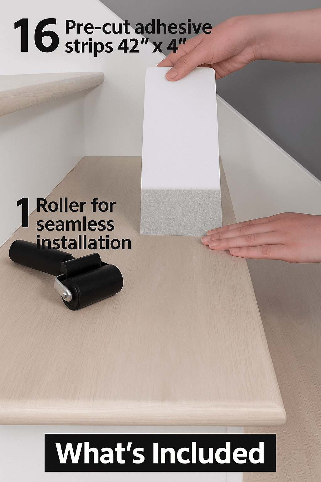 16 Pack Non-Slip Stair Treads, 4" x 42" Anti Slip Resistant Stairs Tread Grip Tape - Clear