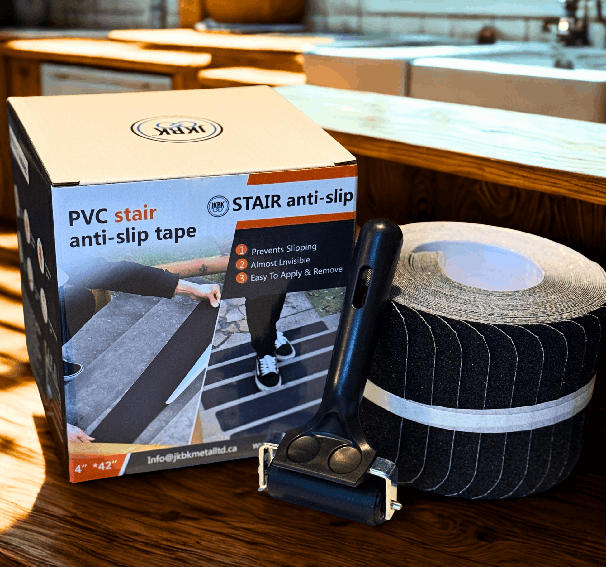 16 Pack Non-Slip Stair Treads, 4" x 42" Anti Slip Resistant Stairs Tread Grip Tape - Black