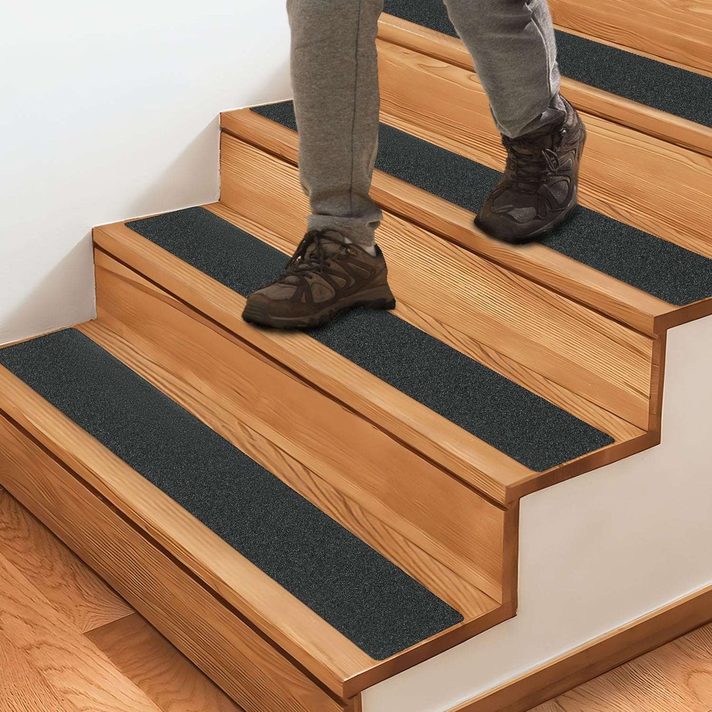 16 Pack Non-Slip Stair Treads, 4" x 42" Anti Slip Resistant Stairs Tread Grip Tape - Black