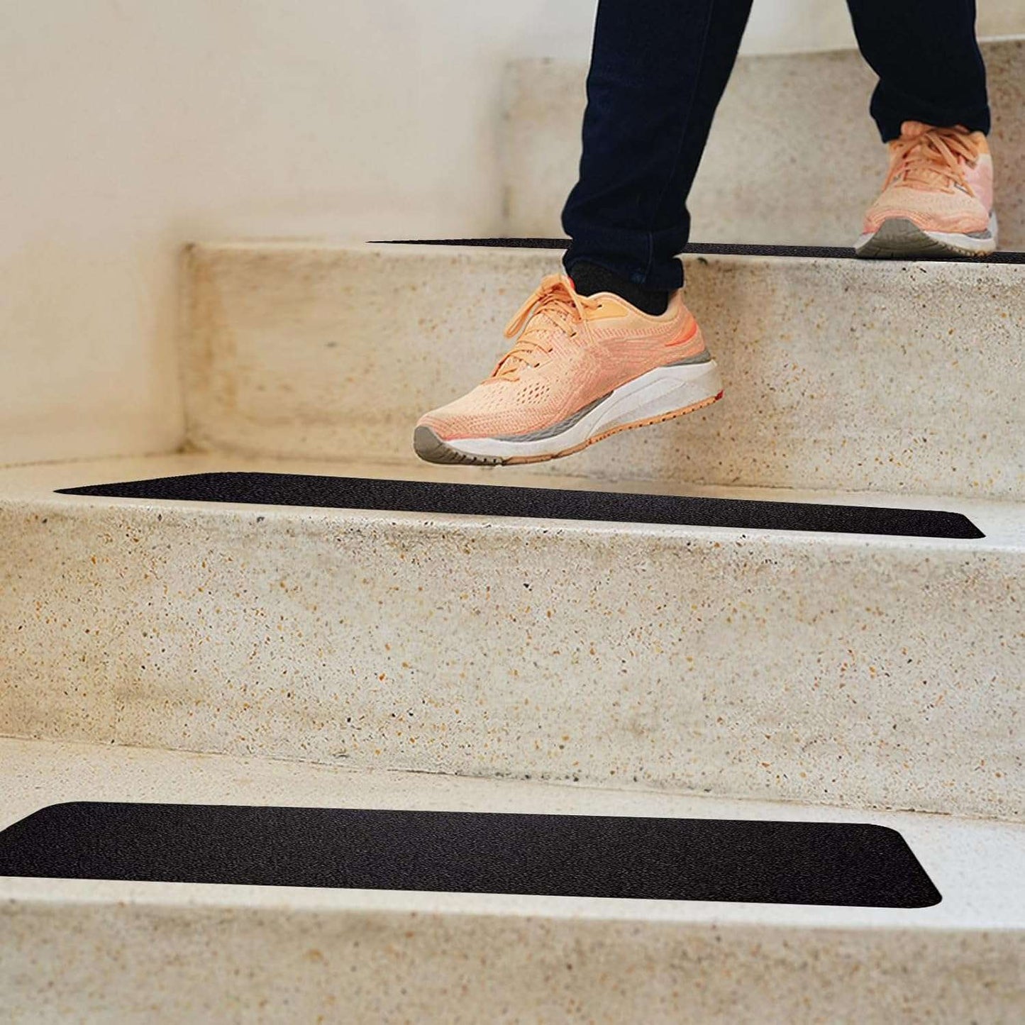16 Pack Non-Slip Stair Treads, 4" x 42" Anti Slip Resistant Stairs Tread Grip Tape - Black