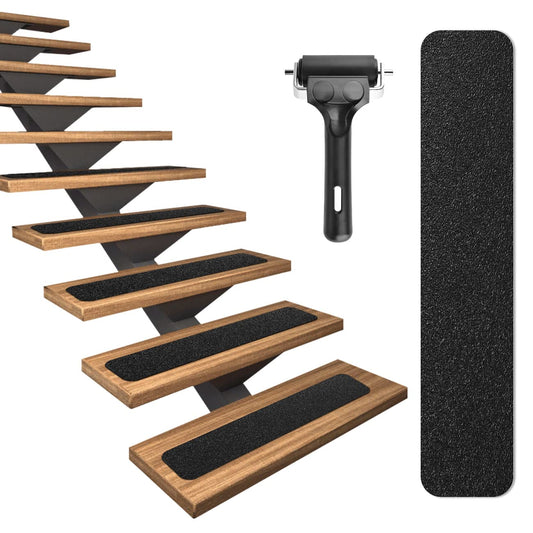 16 Pack Non-Slip Stair Treads, 4" x 42" Anti Slip Resistant Stairs Tread Grip Tape - Black