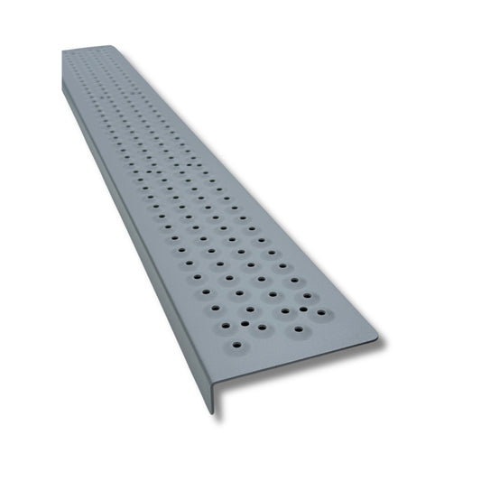 Aluminum Grip Stair Cover Treads - Super Grip Silver w/ 1" Nose