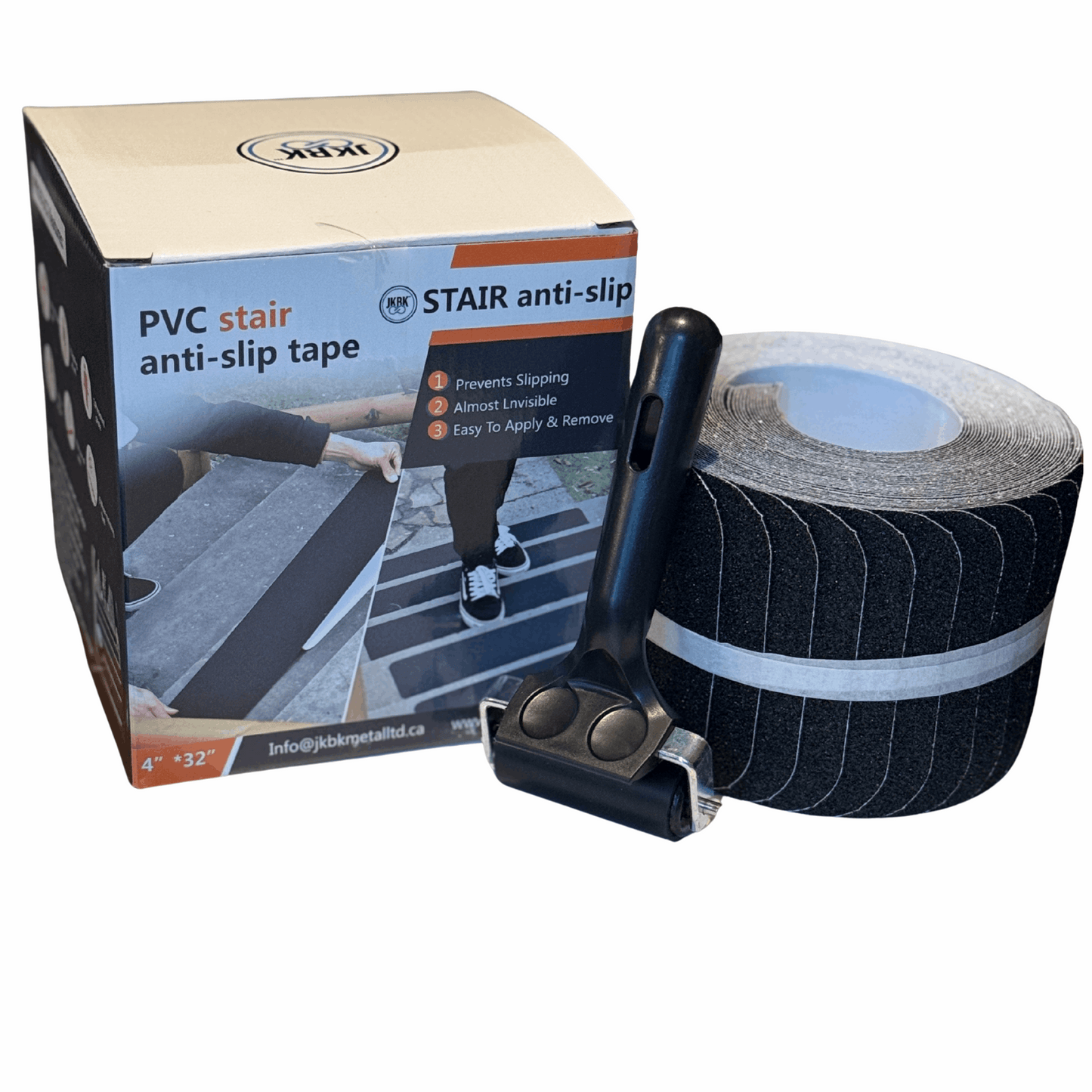 16 Pack Non-Slip Stair Treads, 4" x 32" Anti Slip Resistant Stairs Tread Grip Tape - Black